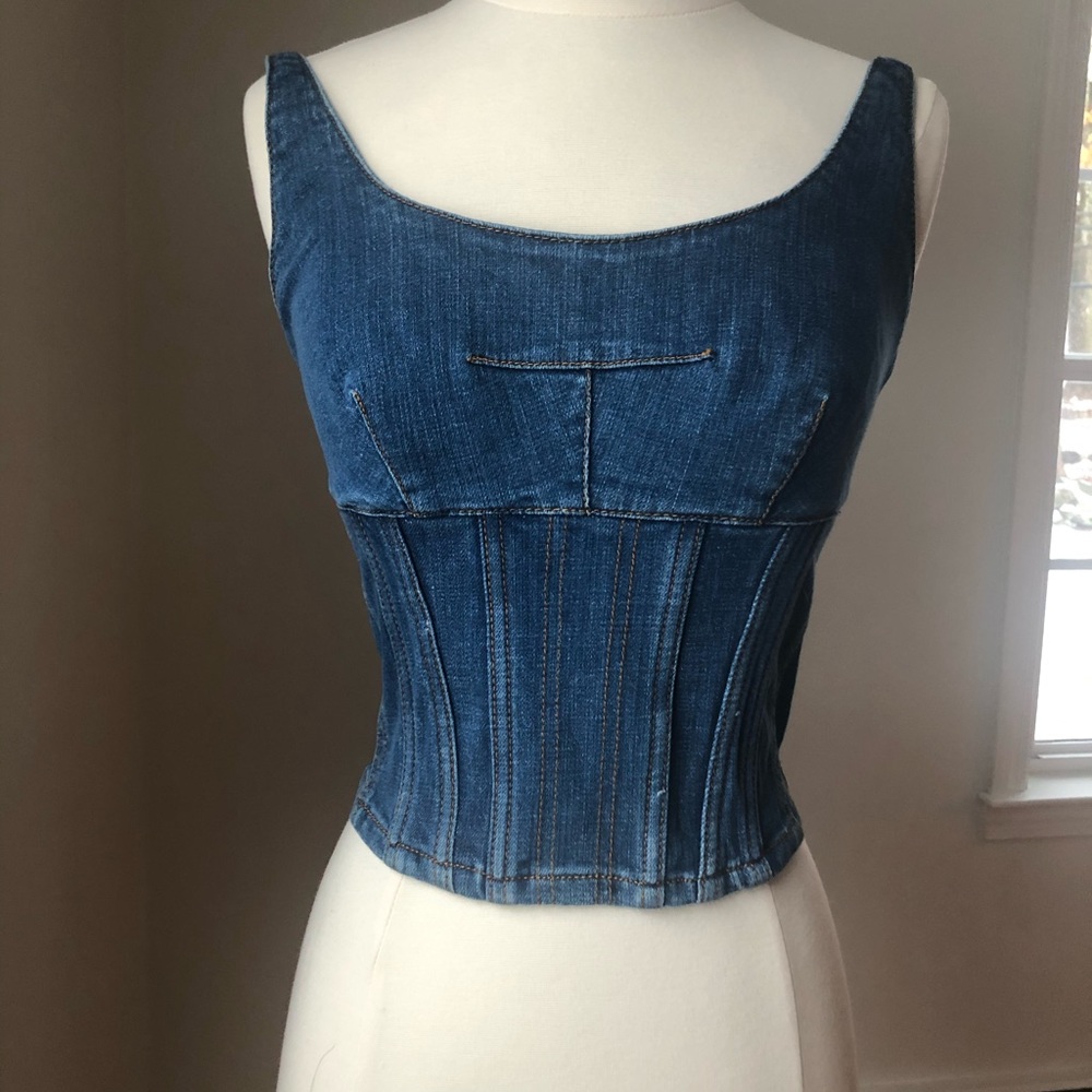 Maeve: Anthropologie Denim Corset Tank